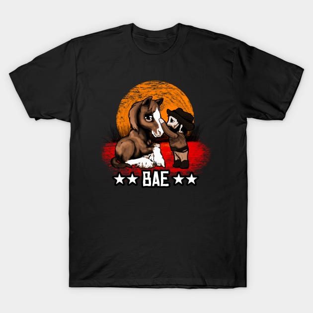 Red Horse Sunset T-Shirt - BAE Level4 Chibi Cowboy T-Shirt by BeesEz